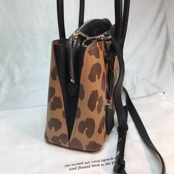 NWOT Authentic Kate Spade Margaux Leopard Medium Leather Convertible Crossbody - Picture 5 of 9